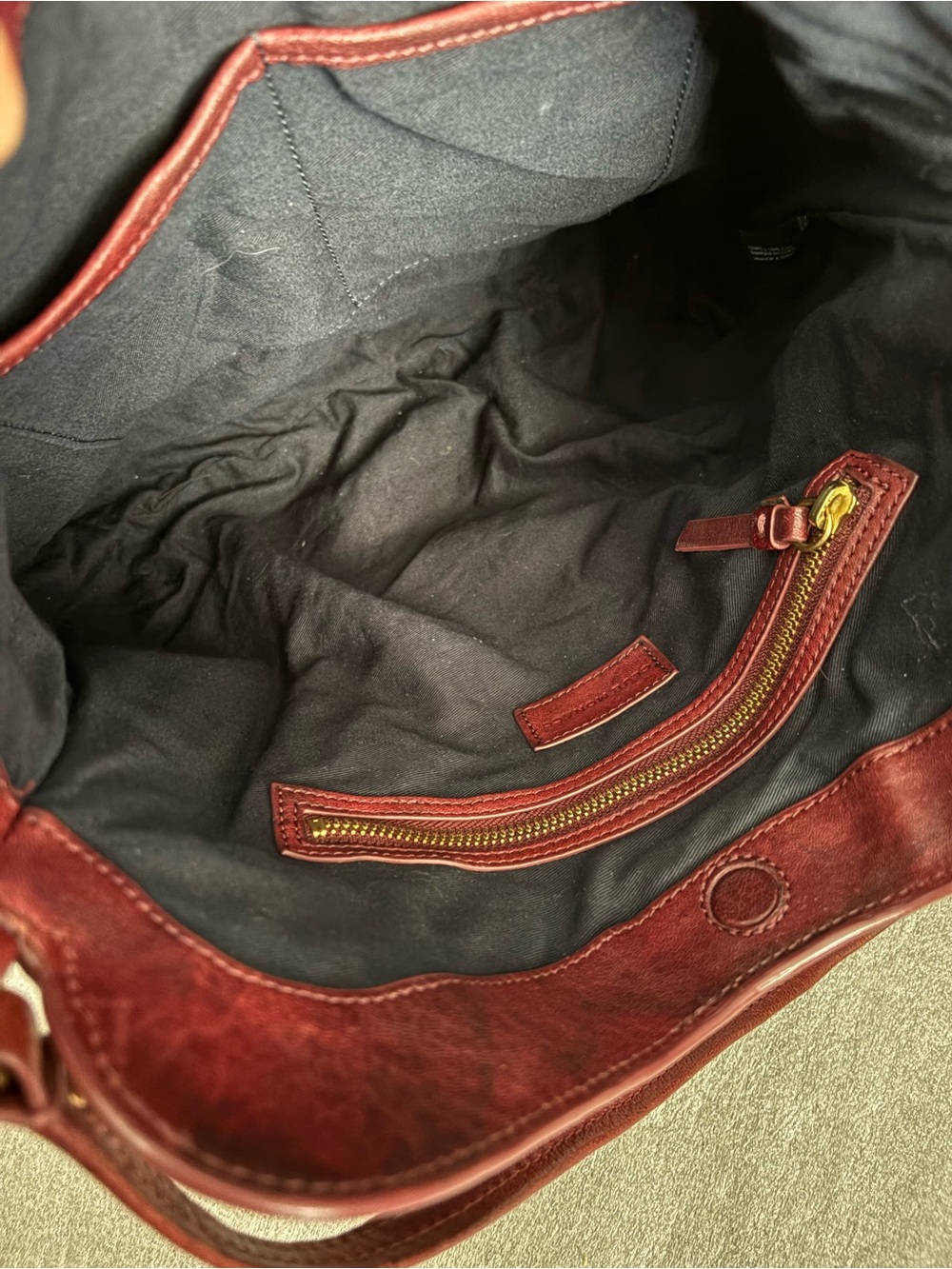 Club Monaco Burgundy Suede Leather Shoulder Bag with Leather Trim - Picture 8 of 14